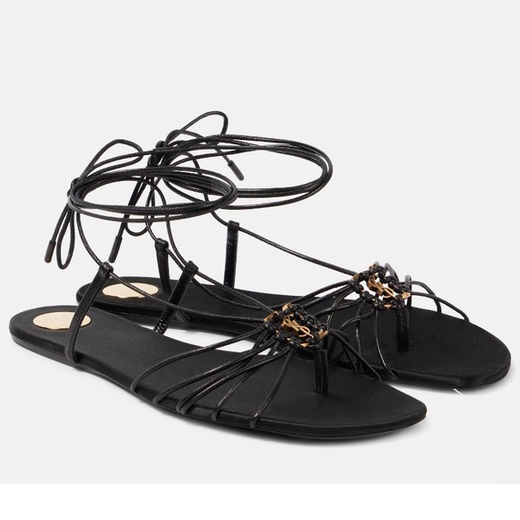 SAINT LAURENT Babylone YSL logo ankle strap sandals - Picture 1 of 6